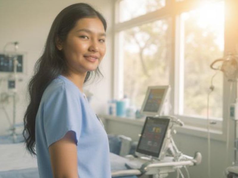 nurse is calm, confident and harmonious